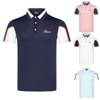 ♣Titleist เสื้อโปโลกางเกงเล่นกอล์ฟใหม่สำหรับผู้ชาย,เสื้อโค้ทกีฬากลางแจ้งแห้งเร็วระบายอากาศได้ดีเสื้อโค้ทดูดซับความชื้นแขนสั้น