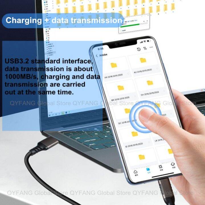 chaunceybi-usb3-2-10อะแดปเตอร์-gbps-usb-usb-ชนิด-a-ถึง-c-3-1-3-2-gen2-ssd-ฮาร์ดดิสก์ถ่ายโอนข้อมูล60w-qc-ชาร์จ3-0