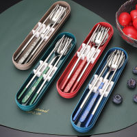 Luxury 304 Stainless Steel Chopsticks Spoon Fork Set Cutlery Set Reusable Tableware Utensil Dinnerware Set with Storage for Home Outdoor School Office