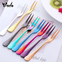 2 Pcs Fruit Fork Luxury Stainless Steel Gold Cake Dessert Forks Lovely Mini Fork Used For Cake in Party Snail Fork Restaurant