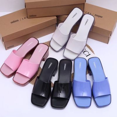 【Free Shipping】 2023Melissaˉadult ladies mid-heel wide-face slippers jelly shoes fragrant shoes