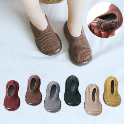 ✳◑ Baby Boys Girls Sock Shoes Autumn Non-slip Floor Socks Kids Soft Rubber Sole Toddler Shoes Socks Baby Socks with Rubber Soles