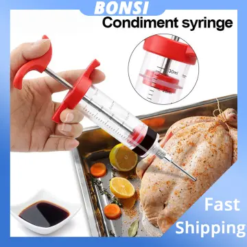 Meat Injector Syringe - 3 Marinade Injector Needles for BBQ Grill, Premium  Portable Turkey Injector kit for Smoker,Marinades Injector for Meats With