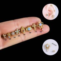 1 Piece New Eye Cross Flower Shape Cartilage Tragus Rook Pinna Helix Piercing 20gauge Stud Earring Stainless Steel with Zircon