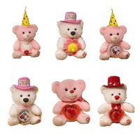 Interactive Singing Bear Plush Toy For Kids LED Musical Stuffed Animal  For Girlfriend Birthday Valentines Day Gift