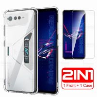 （A Boutique）2in1กระจกนิรภัยใสปกหลังสำหรับ Asus ROG โทรศัพท์6 Pro กรณี ROGPhone Phone6 6Pro Phone6Pro กล้อง TPU อ่อนปกป้อง C Oque