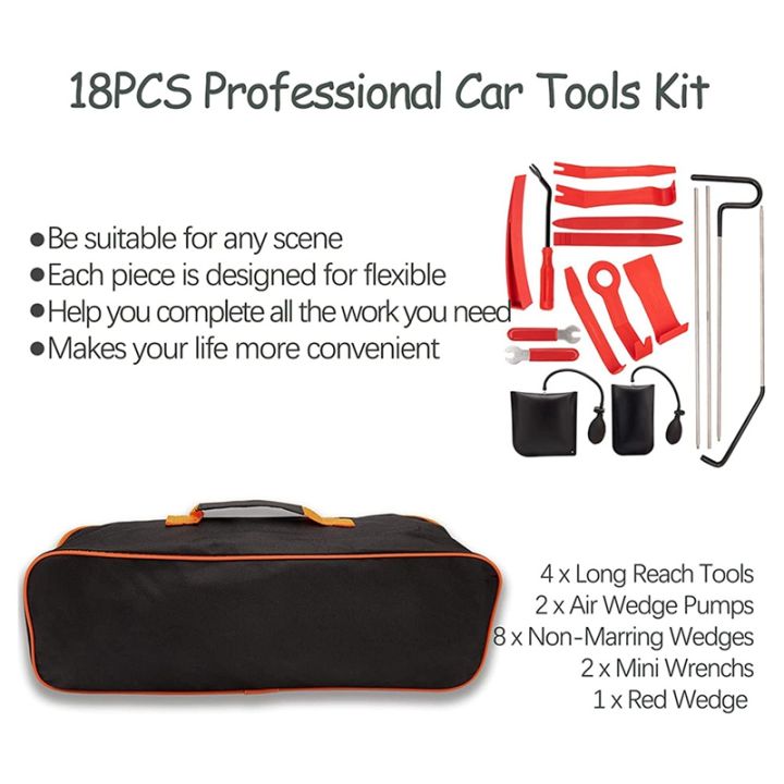 car-tool-kit-with-air-wedge-bag-pump-long-reach-tool-car-lockout-kit-unlocking-door-kit-auto-trim-removal-tool-18pcs