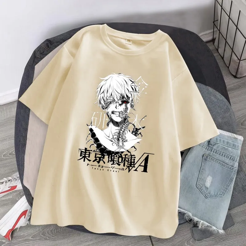 Anime japonês kaneki ken topos y2k tóquio ghoul camiseta feminina punk  harajuku dark cartoon tees streerwear S-2XL roupas femininas