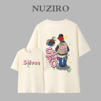 NUZIRO เสื้อยืดแขนสั้นสำหรับผู้หญิง,ผ้าฝ้าย100% เกาหลีทรงหลวม