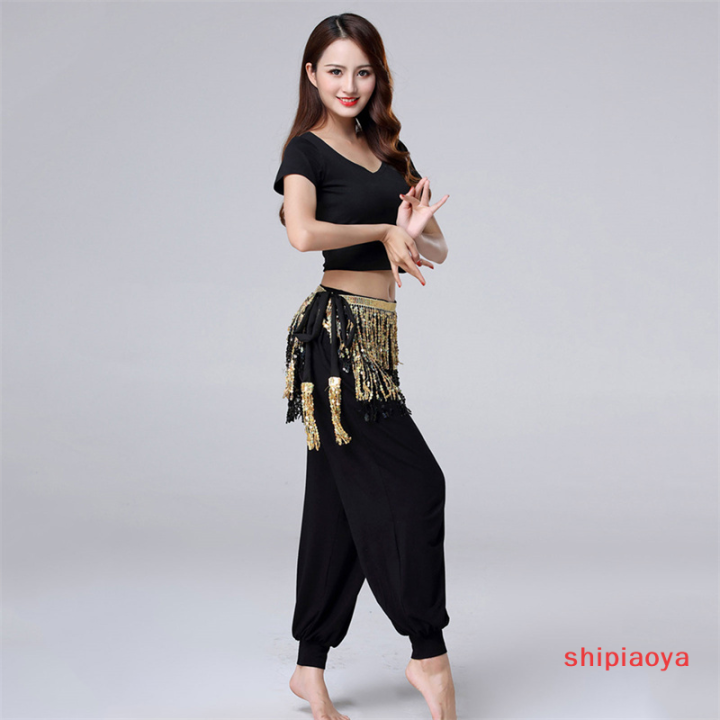 shipiaoya-กระโปรงเต้นรำผู้หญิงเลื่อมพู่พันสะโพกกระโปรงเต้นรำแบบละตินกระโปรงคลั่ง