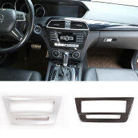 สำหรับ -Benz C Class W204 12-14คาร์บอนไฟเบอร์สีภายในรถด้านหน้า Center Audio Volume Media แผงควบคุมฝาครอบ