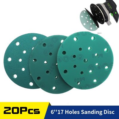 20Pcs Sandpaper 6 Inch 17 Holes 60-2000 Grit Hook &amp; Loop Sanding Disc 150mm for Festool Orbital Sander Woodworking, Automotive