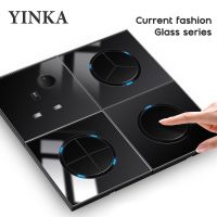 【DT】hot！ YINKA Tempered Glass 1/2/3/4 Gang 1/2 Way / Wall Indicator Socket