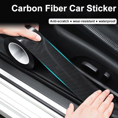 Stiker mobil serat karbon Nano DIY Strip pelindung pasta kaca samping Sill pintu otomatis pita pelindung tahan air