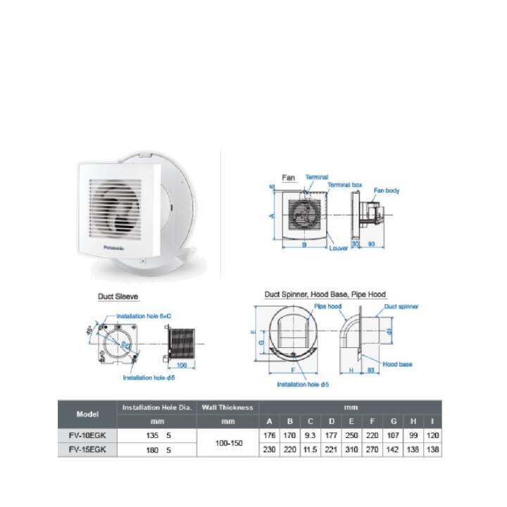 PANASONIC VENTILATING FAN FV-15EGK1 (6 INCH) BATHROOM PIPE | Lazada