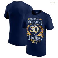 2023 NEW New Casual Short Sleeved T-shirt, Printed Wwe Navy Ric Flair&amp;charlotte Flair 14th World Champion Mens 2023 Size：s-5xl