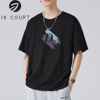 JK Court เสื้อยืดแขนสั้นผู้ชาย,เสื้อยืดพิมพ์แขนครึ่งอเนกประสงค์แฟชั่น