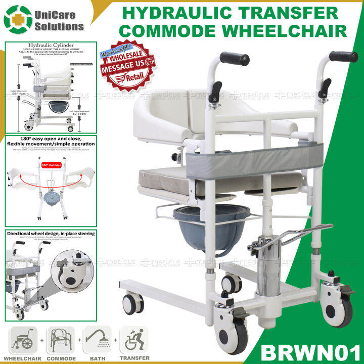 UniCare Solutions 4 in 1 Transfer Commode Wheelchair with Toilet