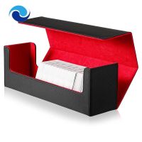 Desk 400 Card Storage Leather for Trading Games (Black Red)