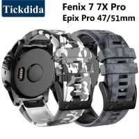 สายสำหรับการ์มินซิลิโคน Camo Fenix 7 Pro 7X 6X 6 5X Epix Pro 51มม. 47มม. Enduro 2 Tactix 7สายรัดข้อมือมือโปร22มม. 26มม. Quickfit