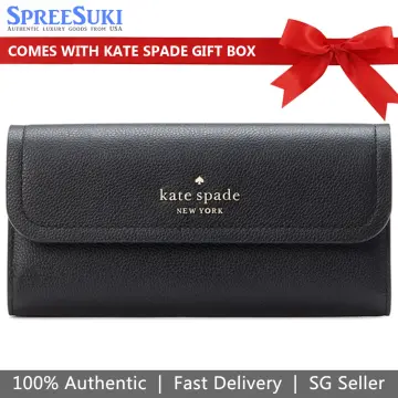 Kate Spade New York Marti Large Pebbled Leather Slim Flap Wallet Black 