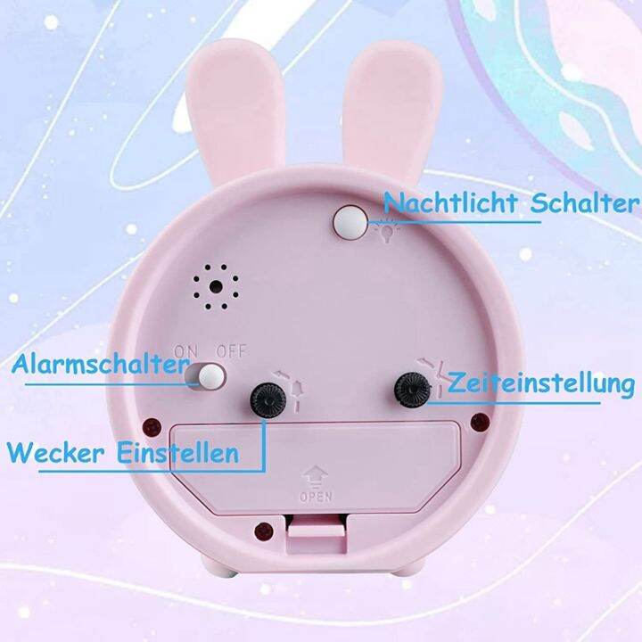 childrens-alarm-clock-for-girls-without-ticking-rabbit-childrens-alarm-clock-silent-alarm-clock-with-light-student