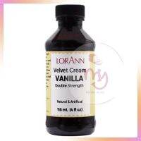 LORANN Velvet Cream 2 Fold Vanilla / Velvet Cream Vanilla Double Strength 4 Oz. (118 ml)  จำนวน 1 ขวด  กลิ่นผสมขนม วัตถุแต่งกลิ่นสังเคราะห์ สารแต่งกลิ่นอาหาร artificial flavor natural flavor กลิ่นผสมอาหาร