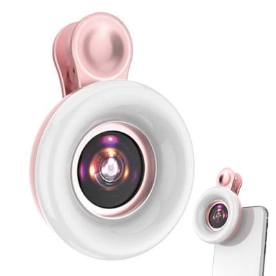 New Mobile Phone Fill Light 15x Macro Lens Portable Selfie LED Ring Light For iPhone Xiaomi Smartphone Universal Ring Clip Light Smartphone LensesTH