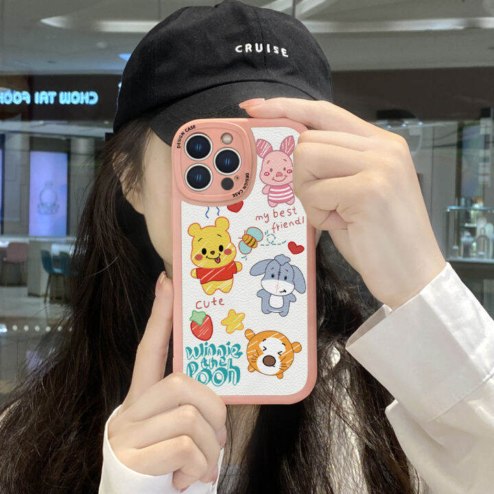 ggk-เคสสำหรับ-redmi-note-12-5g-xiaomi-poco-x5-5g-บางเฉียบผิวสัมผัสหมีพูการ์ตูนเคสหลังหนังซิลิโคนนิ่ม-pu-ปกหนังโทรศัพท์