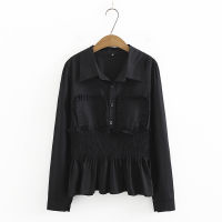 【มีไซส์ใหญ่】Plus Size 3XL-6XL Womens Black Tops Large Size Solid Elegant Blouse Simple Officewear Blusas