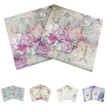 20Pcs/Bag Rose Chinese Peony Flowers Decoupage Paper Napkins