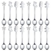 16Pcs Christmas Decorations for Home Stainless Xmas Coffee Spoons Dessert Spoon Tableware Kitchen New Year Gifts