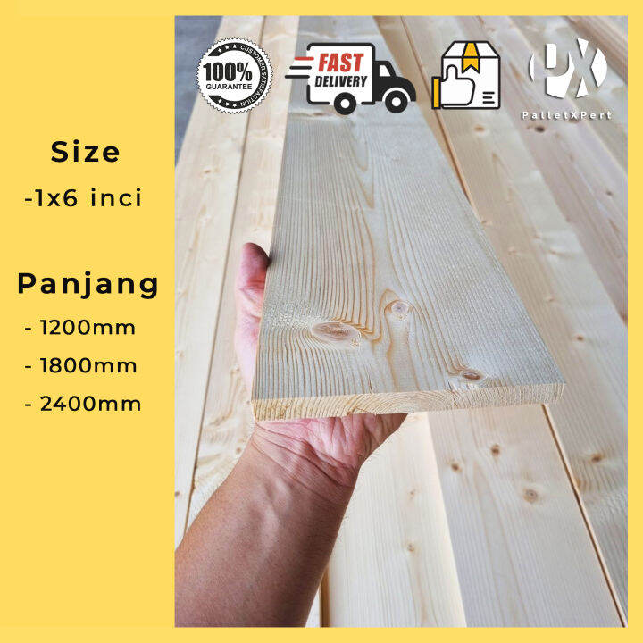 Kayu Pallet Lebar 6 Inci Siap Ketam Pine Wood Plank Diy Kayu Pine Wood