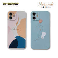 C-SAW 【สต๊อกพร้อม】เคสเรขาคณิตนามธรรมย้อนยุค iPhone 12 11 Pro Max 12 Mini XR XS Max X SE 2020 8 7 Plus 6S Morandi เคสความแม่นยำกล้องป้องกัน TPU ซิลิโคนกันกระแทกฝาครอบหลังโทรศัพท์มือถือ