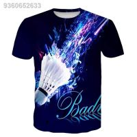 2023 Customized Fashion (sports shirt)New Badminton 3D Print T-Shirts Shuttlecock Sports Streetwear Men Women  O-Neck，Contact the seller for personalized customization