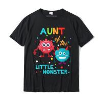 Womens Auntie Of The Little Monster Birthday Family Monster Round Neck T-shirt Cheap Mens T Shirt Cotton Tops Shirts Casual - lor-made T-shirts XS-6XL