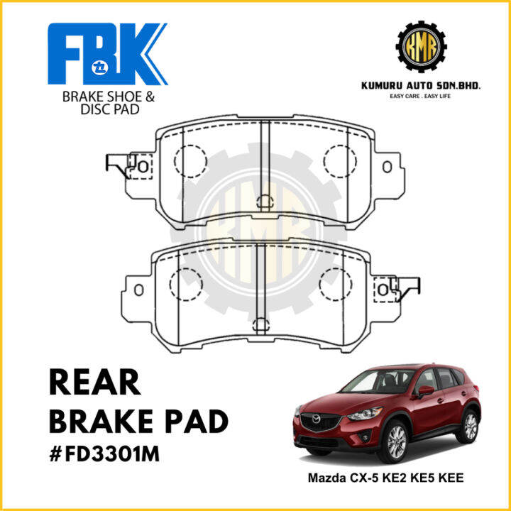 (1Set) FD3301MS/FD3329MS FBK Rear Brake Pad Depan Mazda CX5 KE2 KE5
