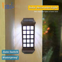 Vimite LED โคมไฟวินเทจไฟโซล่าเซล Solar Wall Lights ไฟติดผนังโซล่า Outdoor Waterproof ไฟอัตโนมัติ ไฟตกแต่งในสวน ไฟหน้าบ้าน โคมไฟติดผนัง for Villa Balcony Gate Warm White