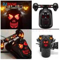 DC12V Motorcycle Scooter Skull Turn Signal Rear Brake Tail Lights Yellow Red Blue Lights Black Silver Chrome Cool Modification