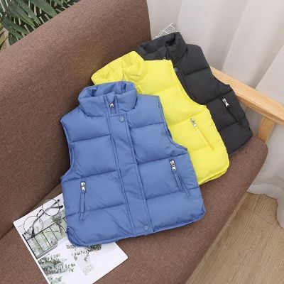 （Good baby store） Sleeveless Jacket 2022 Children  39;s Winter Warm Clothes Down Coat Solid Color Children Kids Girls Vest Windproof Windbreaker