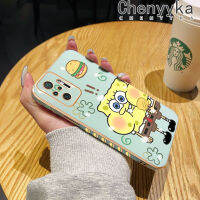 เคส Chenyyyka สำหรับ Xiaomi MI Redmi Note 10 Pro Max เคสลายการ์ตูนน่ารักลายสพันชบ็อบสแควร์แพนท์ใหม่กรอบสี่เหลี่ยมจัตุรัสชุบซิลิก้าเจลนิ่มฝาครอบป้องกันเคสมือถือกันกระแทก