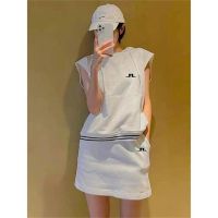 Summer Womens Golf Hooded TOP and Shorts 2-piece Set Sleeveless Vest Light Soft Golf Wear T-shirt Skirt Fashion Golf Clothing Towels