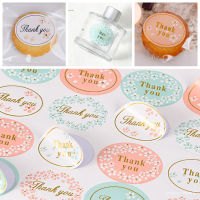 พร้อมส่ง สติ๊กเกอร์ Thank You แพ็ก 72 ดวง ขนาด 3.2x2.5cm ไดคัทวงรี อักษรสีบรอนซ์ สติ๊กเกอร์ตกแต่ง สวย หรูหรา ลายดอกไม้