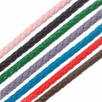 5meter/lot 7mm 7 Colors Woven PU Braided Leather Cord Round Leather Thread For Bracelet Necklace Jewelry Making Findings