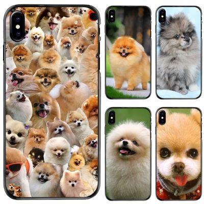 [Yellow peach flavor] ตลกน่ารัก Pomeranian Dog Hard Phone Shell Case สำหรับ iPhone 11 12 13 14 Pro MAX Mini 5 5S SE 6 6S 7 8 Plus 10 X XR XS