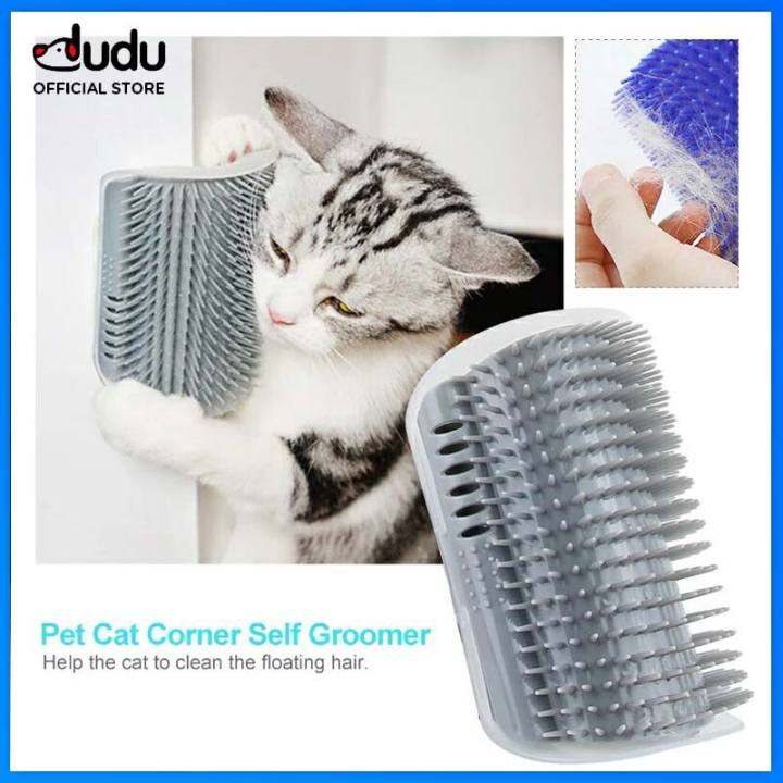 DUDU Pet Cat Hair Scratcher หวีนวด Self Grooming อุปกรณ์กำจัดขน Catnip Lazada.co.th