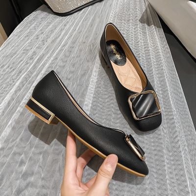 women shoes the new spring 2023 square shallow mouth flat a pedal gourd ladle grandma big yards for womens 41 43