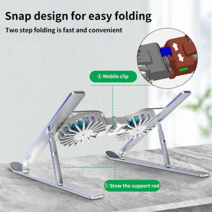 aluminium-alloy-laptop-stand-holder-with-cooling-fan-rgb-light-portable-foldable-notebook-holder-for-12-17-inch-laptop-tablet-laptop-stands