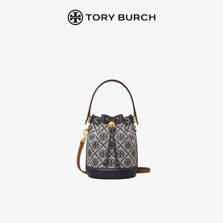 Tory Burch T Monogram Mini Bucket Bag in Black