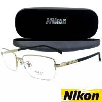 Nikon แว่นตา รุ่น NC-1353 กรอบเซาะร่อง Rectangle ทรงสี่เหลี่ยมผืนผ้า ขาสปริง วัสดุ สแตนเลส สตีล (สำหรับตัดเลนส์) กรอบแว่นตา สวมใส่สบาย น้ำหนักเบา มีความแข็งแรงทนทาน Gouging frame Eyeglass Spring legs Stainless Steel material Eyewear Top Glasses